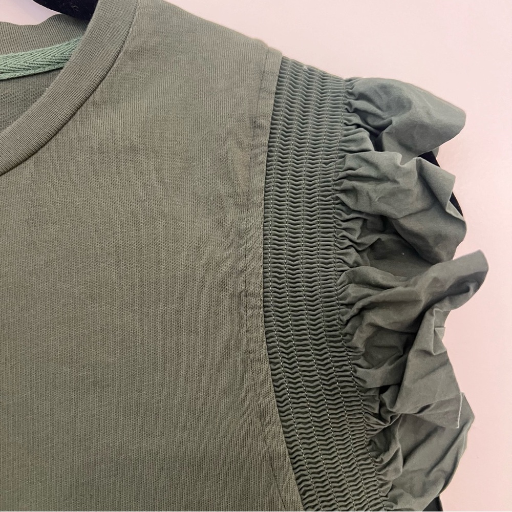 English Factory Ruffle Sleeve Blouse Dark Green - Picture 4 of 7